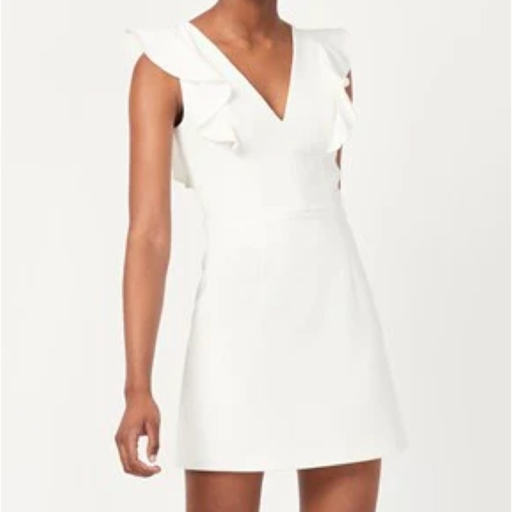 NWOT French Connection White Cameron Ruffle Dress Size 4